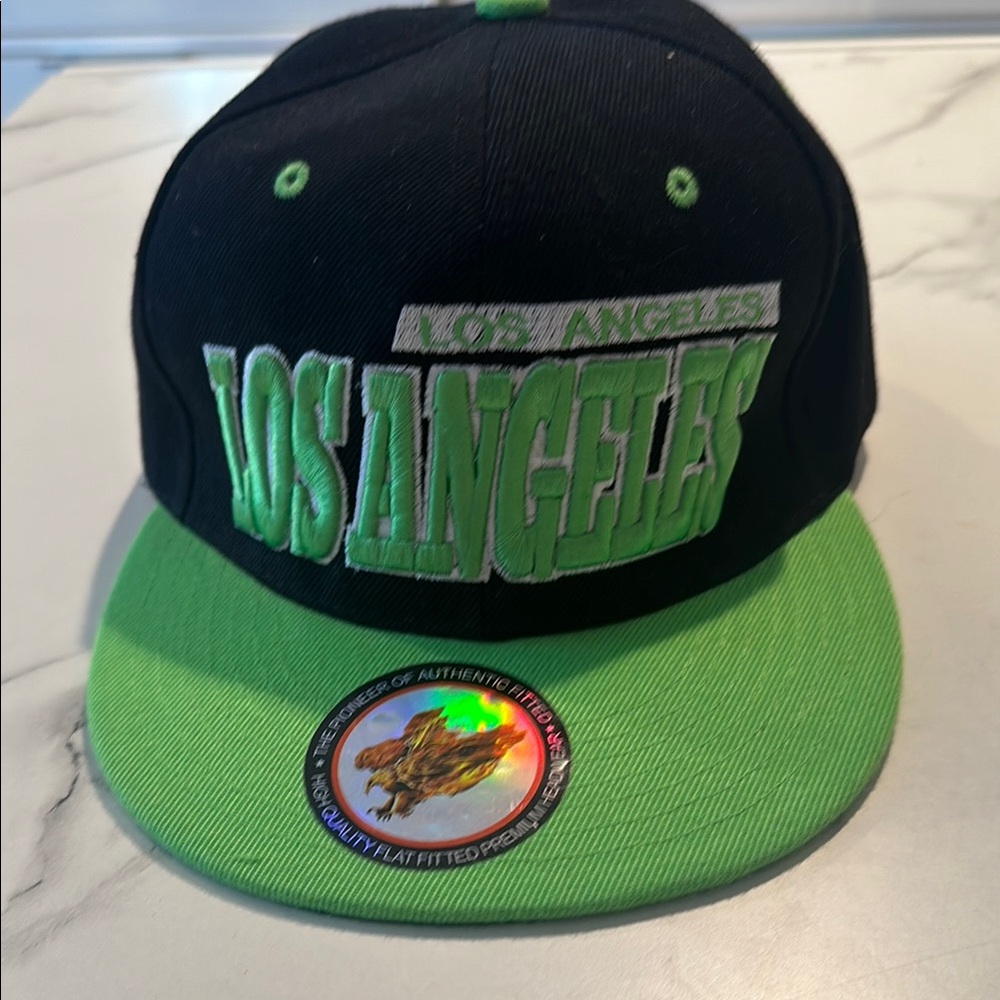 Los Angeles Black and Green Cap vintage 6 panel Hat